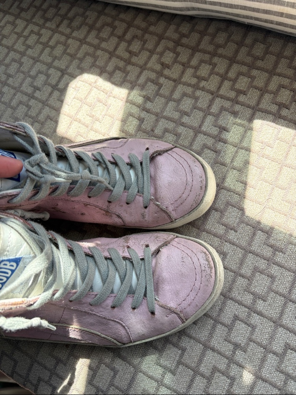 Golden Goose Pink High-Top Kids Sneakers with Silver Star